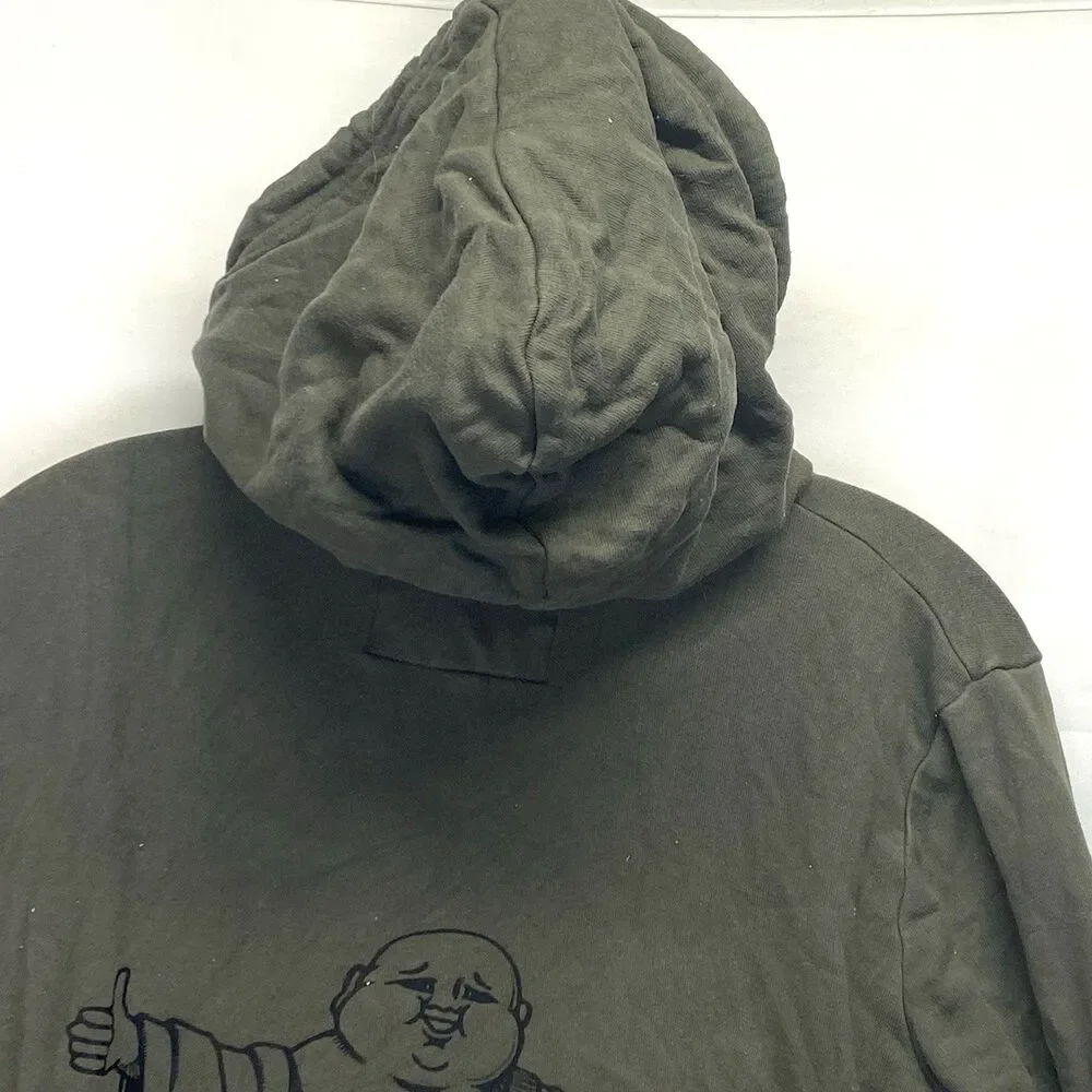 True Religion M Hoodie Budda World Tour Logo Full Zip Olive Green Y2K Vintage